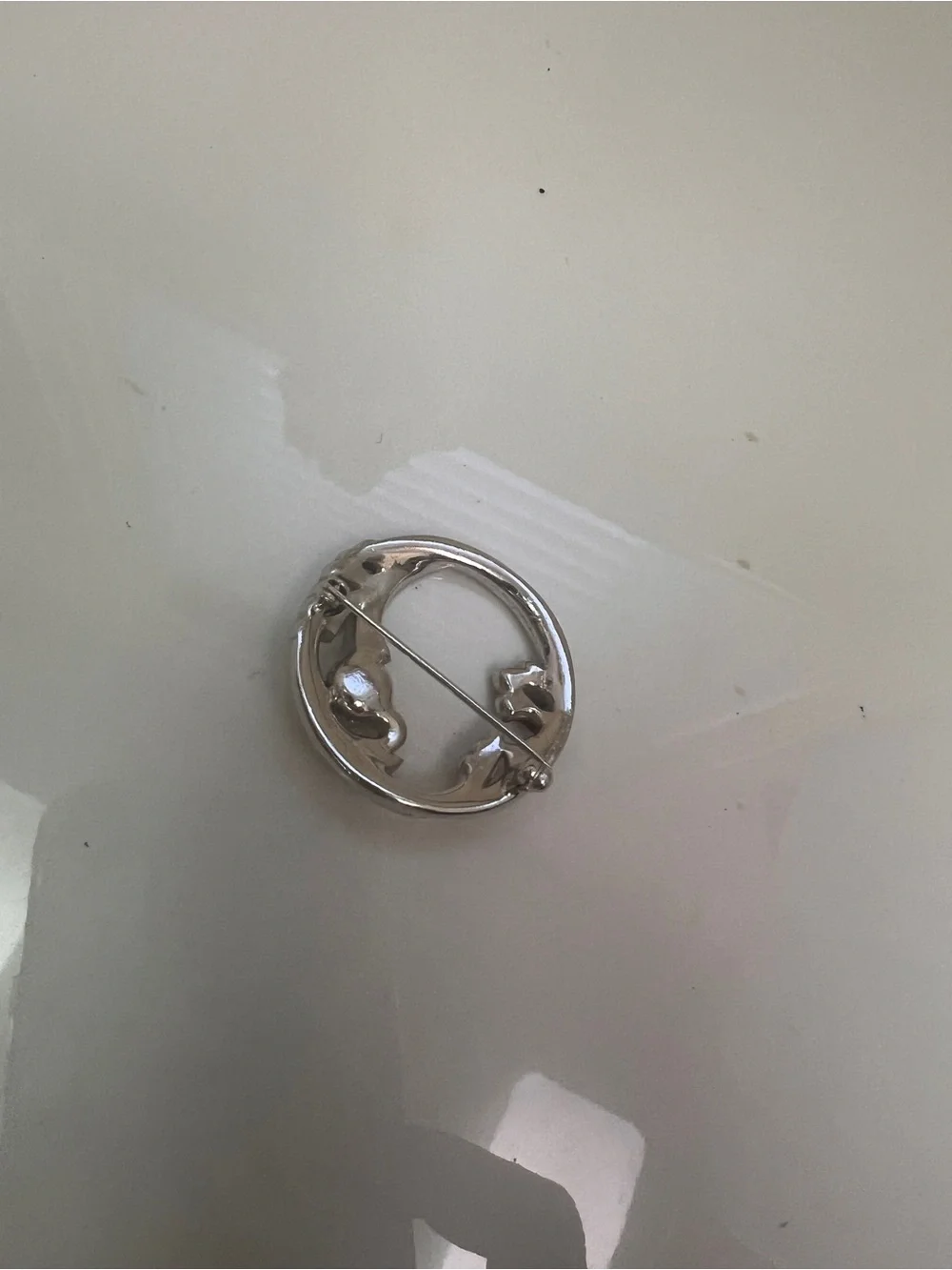 Silver-Tone Crystal Circle Pin Brooch - Sparkling Silver